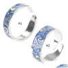 Bagues de cluster Bague plaquée Sier Nice Gogh Starry pour Sky Open Lover Ri Drop Livraison DHD75