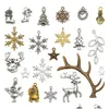 Pendant Necklaces 150Pcs/Set Mixed Christmas Boot Snowman Snowflake Charms Pendants For Jewelry Making Diy Drop Delivery Dhlsq