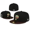 Chapeaux ajustés Bonnets de sport noirs classiques Casquette Logo Sport World Patched Chapeaux cousus entièrement fermés tailles 7-8 ordre de mélange