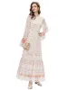 Ladies Spring High Quality Fashion Party Milky White Print Lace Chiffon Flare Sleeve Elegant Chic Girls Pretty Long Sleeve Dress