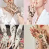 Estêncil de tatuagem temporária, 12 folhas, estêncil de henna, kit de adesivos de tatuagem de mão, braço, aerógrafo, modelo para arte corporal diy, adesivo