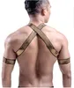 Bras Sets Exotic Tank Top Mens Sexy Body Chest Harness Bondage Gay Gold Straps Lingerie Male Fetish Sissy Night Club Party Costumes