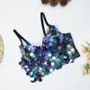 Camis riuniti reggiseno push up sexy per le donne discoteca performance sul palco top corto paillettes reggiseno canotta femminile canotta Y4183