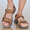 2024 Zomer Nieuwe Mannen Casual Outdoor Sandalen Trendy Ademende Herenschoenen Koeienhuid Dikke Zool Heren Sandalen T4