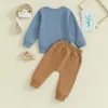 Kledingsets Westerse babyjongenskleding Koe Letterprint Ronde hals Sweatshirts en broek met lange mouwen, 2-delige set