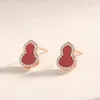 Boucles d'oreilles à tige en argent sterling 925, agate rouge, gourde, design rétro unique, accessoires de luxe légers, cadeaux de vacances pour la Saint-Valentin