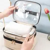 Cosmetic Bags Large Capacity Toiletry Bag Zipper Case Double Layer Transparent Makeup Waterproof Storage