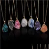 Hänge halsband druzy kvarts natursten irregar geode guld färg nyx hänge halsband kedja för kvinnor smycken droppleverans juvel dhywd