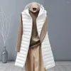 Women's Vests Women Thermal Down Jacket Long Vest Coat Stylish Winter With Hooded Design Mid Length Thick Warm For Lady