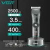 Trimmers VGR Hår skärmaskin Justerbar hårtrimmer Cordless Clipper Electric Barber LED Display Trimmer för män med bas V256