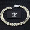Anpassade Hip Hop -smycken 19mm Whitegold Plated Iced Out D VVS Moissanite Cuban Link Chain Halsband Baguette Kubansk kedja