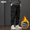 HIQOR Y2k Vintage Baggy Hose Winter verdickte warme Hose für Herren Fleece Cargo knöchellange Jogger Haremshose Übergröße Hose 240301