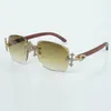 New cross fully inlaid diamond factory glasses 3524018 sunglasses natural original wood legs and 58 mm cut lenses