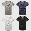 Zecmos Deep V Scoop Neck T-shirt Men Basic Top Tees Men Casual Male Slim Fit T Shirt Luksusowe zakrzywione hem granatowe mięsień tee 240227