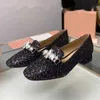 Scarpe eleganti Mocassini in cristallo da donna di lusso Ufficio professionale 2024 Décolleté in pelle scintillante stile britannico