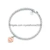 Anynet 100% 925 Sier 4mm Perle Ronde Amour Bracelet En Forme De Coeur Femme Épaissie Fond Placage Pour Petite Amie Souvenir Cadeau Mode D Dh4Zf