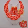 Necklace Earrings Set Pink Coral African Jewelry Nigerian Beads Wedding Bridal