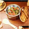 Dinnerware Sets Rice Barrel Cereal Container Wooden Restaurant Bucket Steamer Sushi Cooling Bowl Cooking With Lid Kitchen Steamed Cask Otryn