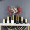 Vasi Finto Marmo Vaso in metallo placcato oro Fiori artificiali Disposizione floreale decorativa Decorazione da scrivania Artigianato Vasi floreali