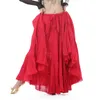 Stage Wear Femmes Tribal Belly Dance Costume Accessoire Taille élastique Coton Lin Gypsy Longue Maxi Jupe (Ceinture)