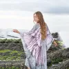 Klänning 2023 Nya Boho Feather Wings klänning Kvinnor Semesterklädrock Plus Size Feathered Tunic Summer Beachwear Loose Dresses A927