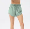 Aloyoga Shorts Women Nude Yoga Tight Fitting High Waisted Hip Lifting Elastic Running Training Fitness Drawstring Sports Pockets Gray 188