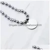 Couple 15Mm Heart Bracelets Strands Stainless Steel Round Beaded Chains Extension Chain 5Cm Fashion Jewelry Wholesale Gifts For Girlfr Dhs5D