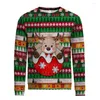 Men's Hoodies Christmas Sweater Elk 3D Printed Casual Knit Sweatshirt For Women's Pullover Gift