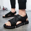 2024 na moda preto sandálias masculinas ao ar livre sapatos de praia sola grossa moda verão respirável lazer sandálias esportivas t1