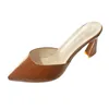 Sandales dames mode été solide en cuir motif de pierre pointu chaussures à talons hauts femmes plate-forme compensée pour