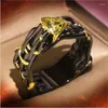 Wedding Rings Attractive Women Fashion Black Gold Color Geometry Yellow Green Stone For Engagement Jewelry