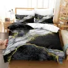 Set Black Gold, en marbre Texture Couvrette de couette Ensemble 3D Prince numérique Lit Linage Fashion Design Couper à couverture Couper Lit