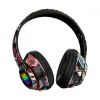 Hörlurar headset graffiti hörlurar trådlöst bluetooth dj i mic rgb ledande ljus för barn pc gamer hörlurar support tf kort nytt år gåva