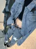 ジーンズハイストリートジーンズの女性ハラジュクユニセックスバギーズボン女子高生ヒップホップ秋のスターデシングヴィンテージ衣類アメリカンスタイル