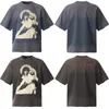 24SS USA İsa Ölü Vintage Baskı Tee Yıkanmış Erkekler T Shirt İlkbahar Yaz Kadınları Büyük Sokak Kaykay Gündelik Pamuk Tshirt 0302