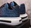 Blauw vol voor zwarte strass-vrije tijd en waterdichte waterdichte anti-odor dikke bodem veter snuffelende sneakers Men casual schoenen 11747