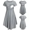 Dresses New Ladies Maternity Care Striped Summer Dress Maternity Pajamas Multifunctional Mother Breastfeeding Patchwork Dress