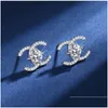 Stud Luxe Mode Hommes Femmes 925 Sterling Sier 0.5Ct Rond Moissanite Diamant Lettre Goujons Boucles D'oreilles Beau Cadeau Drop Livraison Bijoux Otkex