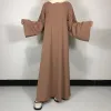 Abiti 15 colori Basic Plain Nida Abaya con cintura gratuita Donne musulmane di alta qualità Abito semplice e modesto Eid Ramadan Abbigliamento islamico