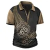 Polos pour hommes Polo vintage pour homme Route 66 Chemises d'impression de moto Été Mâle T-shirt Tops Tous les jours surdimensionnés Vêtements décontractés