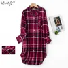 L, XL, 2XLPlus Größe 100 % Baumwolle Damen Flanell Boyfriend Nachthemd Nachthemd Nachthemd