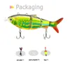 Isca robótica natação isca usb recarregável led luz multi articulado swimbait inteli auto-propulsão equipamento de pesca elétrica 240223