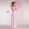 Bühnenkleidung Buntes chinesisches traditionelles altes Kleid Frauen Hanfu Grün Rot Rosa Tanzmädchenkostüm Frauen Dame Fee Prinzessin Kleidung Set