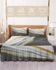 Jupe de lit gris dégradé Texture motif marbre, couvre-lit élastique avec taies d'oreiller, housse de matelas, ensemble de literie, drap