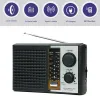 Radio Portable tranzystor radia AM FM Radio Bateria obsługiwana Full 5 -Base Radio Słuchawki Gniazdo dużego głośnika AM/FM/TV/SW1/SW2 dla seniorów