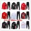 2023 24 AC Long Pull Jacket Survêtement Kit Ibrahimovic Football Milan 22 23 Mayotte Milanais hommes et enfants Chandal futbol survetement costume d'entraînement veste de football