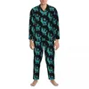 Vêtements de nuit pour hommes Pyjamas pour chiens caniche Homme Imprimé animal abstrait Kawaii Vêtements de nuit Automne 2 pièces Ensembles de pyjama à motif surdimensionné vintage