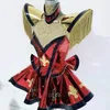 Palco desgaste festival de couro brilhante rave outfit mostrar clube pólo dança gogo traje sexy borlas voando ombro vestido vermelho