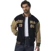 Fabricação personalizada de letras pretas bordadas masculinas do time do colégio jaquetas bomber de alta qualidade elegantes roupas de moda adolescente 84