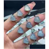 Cluster Rings Sier Color Trendy Vintage Chalcedony Light Blue Heart Party Ring For Women Gift Drop Jewelry Wholesale Drop Delivery Dhzro